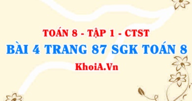 Bài 4 trang 87 SGK Toán 8 Tập 1 Chân trời sáng tạo